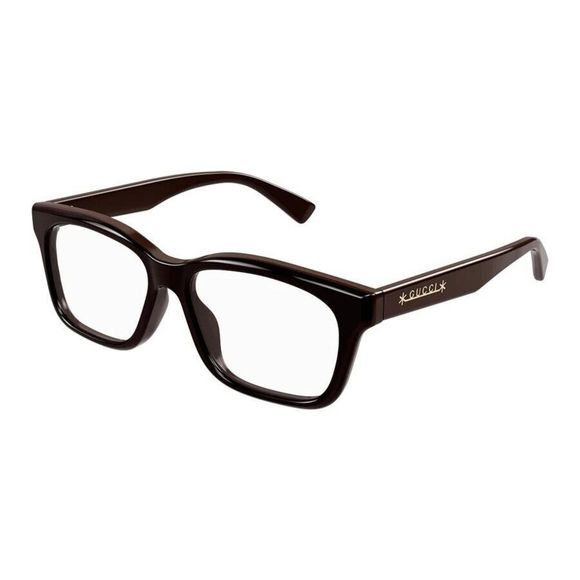 Gucci Accessories - Gucci Square Eyeglasses GG1177O-006 Shiny Glossy Brown Frame Transparent Lenses
